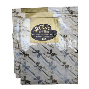 Vintage Embossed Gift Wrap - "Congratulations & Best Wishes" - Multiples